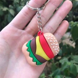 U.S. Fashion Unique Design Hamburger Modeling Soft Plastic Wholesale Key Chain