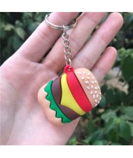 U.S. Fashion Unique Design Hamburger Modeling Soft Plastic Wholesale Key Chain