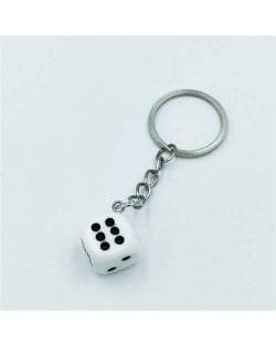 Simple Style Classic Dice Design Wholesale Key Ring - White