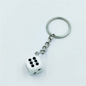 Simple Style Classic Dice Design Wholesale Key Ring - White