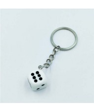 Simple Style Classic Dice Design Wholesale Key Ring - White
