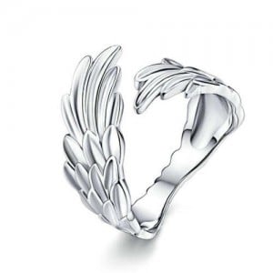 Bold Fashion Angel Wings Design Wholesale 925 Sterling Silver Women Open-end Ring