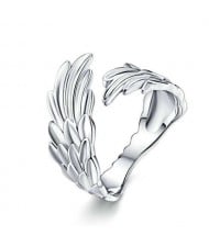 Bold Fashion Angel Wings Design Wholesale 925 Sterling Silver Women Open-end Ring