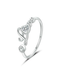 Cubic Zirconia Love Alphabet Classic Design Wholesale 925 Sterling Silver Ring