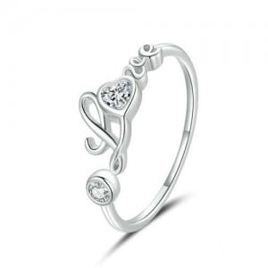 Cubic Zirconia Love Alphabet Classic Design Wholesale 925 Sterling Silver Ring