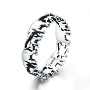 Vintage Color Lucky Elephants Design Animal Theme Wholesale 925 Sterling Silver Ring