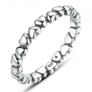 Vintage Color Delicate Heart to Heart Design Wholesale 925 Sterling Silver Jewelry Ring