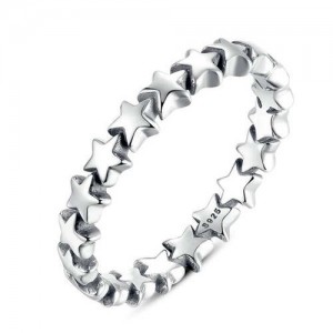 Vintage Silver Five-point Stars Design Wholesale 925 Sterling Silver Statement Ring