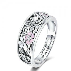 Shining Cubic Zirconia Hollow-out Flower Cluster Wholesale Vintage 925 Sterling Silver Ring