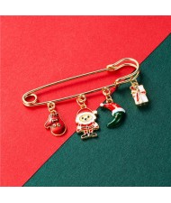 Christmas Snowman and Christmas Tree Multiple Elements Combo Design Women Oil-spot Glazed Brooch - Design 3