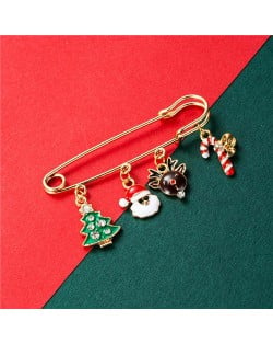 Christmas Snowman and Christmas Tree Multiple Elements Combo Design Women Oil-spot Glazed Brooch - Design 4