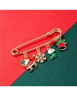 Christmas Snowman and Christmas Tree Multiple Elements Combo Design Women Oil-spot Glazed Brooch - Design 5