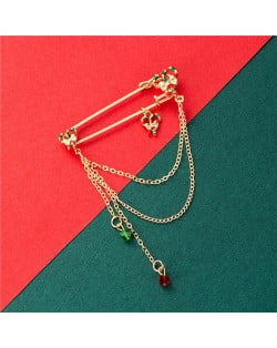 Colorful Heart Bow-knot Tassel Design Christmas Fashion Wholesale Jewelry Women Brooch