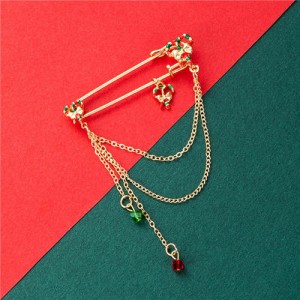 Colorful Heart Bow-knot Tassel Design Christmas Fashion Wholesale Jewelry Women Brooch