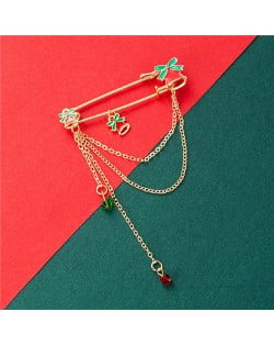 Colorful Bow-knot Bells Tassel Pendant Design Christmas Wholesale Jewelry Women Brooch