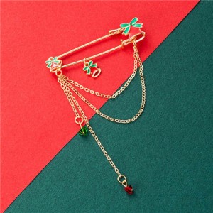 Colorful Bow-knot Bells Tassel Pendant Design Christmas Wholesale Jewelry Women Brooch