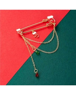 Christmas Gift Gloves Fashion Tassel Design Wholesale Jewelry Women Alloy Brooch