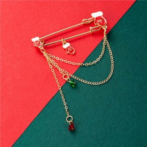 Christmas Gift Gloves Fashion Tassel Design Wholesale Jewelry Women Alloy Brooch