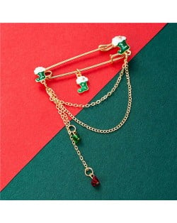 Christmas Socks Fashion Tassel Design Wholesale Jewelry Women Alloy Brooch