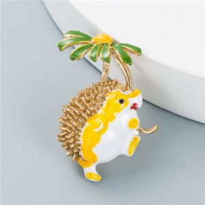 U.S. Fashion Hedgehog Little Daisy Combo Design Women Alloy Brooch - Yellow
