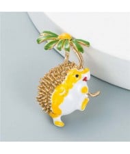 U.S. Fashion Hedgehog Little Daisy Combo Design Women Alloy Brooch - Yellow