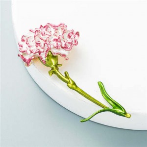 Propitious Flower Design U.S. Popular Fashion Women Oil-spot Glazed Brooch - Red