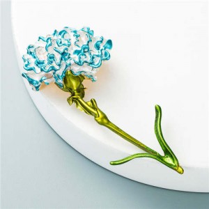 Propitious Flower Design U.S. Popular Fashion Women Oil-spot Glazed Brooch - Blue