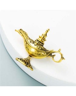 U.S. Vintage Magic Lamp Unique Design Women Fashion Alloy Brooch - Golden