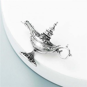U.S. Vintage Magic Lamp Unique Design Women Fashion Alloy Brooch - Silver