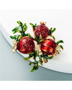 U.S. Fashion Pomegranate Theme Design Vintage Fashion Women Oil-spot Glazed Brooch