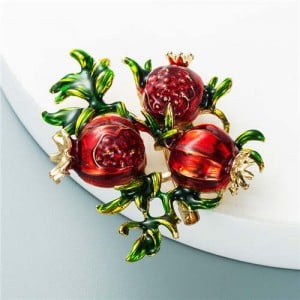 U.S. Fashion Pomegranate Theme Design Vintage Fashion Women Oil-spot Glazed Brooch