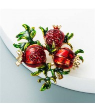 U.S. Fashion Pomegranate Theme Design Vintage Fashion Women Oil-spot Glazed Brooch
