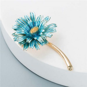 Korean Fashion Sweet Little Daisy Elegant Design Women Alloy Brooch - Light Blue
