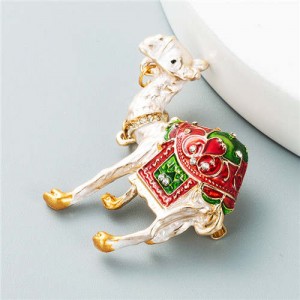 Western Style Animal Jewelry Wholesale Vintage Camel Rhinestone Inlaid Statement Design Women Brooch - Red