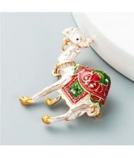 Western Style Animal Jewelry Wholesale Vintage Camel Rhinestone Inlaid Statement Design Women Brooch - Red