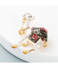 Western Style Animal Jewelry Wholesale Vintage Camel Rhinestone Inlaid Statement Design Women Brooch - Black