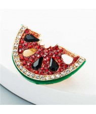 Oil-spot Glazed Watermelon Rhinestone Inlaid Design Women Fashion Brooch