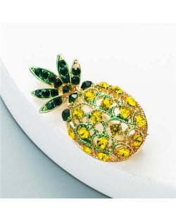 Summer Fashion Pineapple Rhinestone Inlaid Elegant Design Women Oil-spot Glazed Brooch