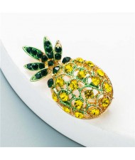 Summer Fashion Pineapple Rhinestone Inlaid Elegant Design Women Oil-spot Glazed Brooch