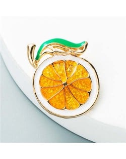 Summer Fruit Lemon Minimalist Design Women Oil-spot Glazed Brooch