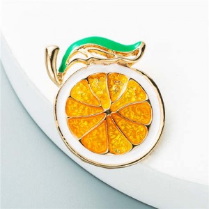 Summer Fruit Lemon Minimalist Design Women Oil-spot Glazed Brooch