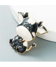 Adorable Milk Cow Design Animal Wholesale Jewelry Women Alloy Brooch - Black