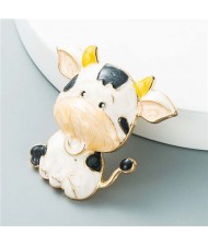 Adorable Milk Cow Design Animal Wholesale Jewelry Women Alloy Brooch - Champagne