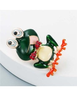 U.S. Fashion Oil-spot Glazed Cute Frog Shape Design Women Popular Brooch