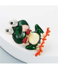 U.S. Fashion Oil-spot Glazed Cute Frog Shape Design Women Popular Brooch