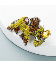 Luxurious Shining Rhinestone Elephant Shape Design Animal Wholesale Jewelry Women Alloy Brooch - Yellow