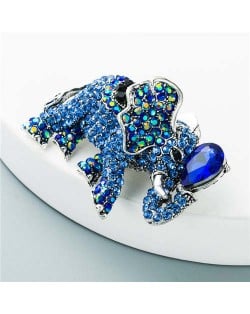 Luxurious Shining Rhinestone Elephant Shape Design Animal Wholesale Jewelry Women Alloy Brooch - Blue
