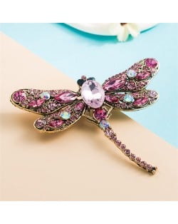 Korean Fashion Three-dimensional Dragonfly Colorful Rhinestone Inlaid Classic Design Women Brooch