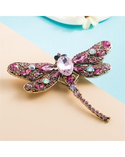 Korean Fashion Three-dimensional Dragonfly Colorful Rhinestone Inlaid Classic Design Women Brooch