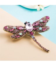 Korean Fashion Three-dimensional Dragonfly Colorful Rhinestone Inlaid Classic Design Women Brooch